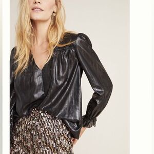 Current Air Shimmering Black Blouse, long sleeves, xl